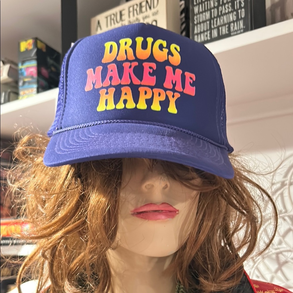 Neon Purple Trucker Hat with Colorful Text by Spensers
